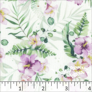 orchid, Mini Rib Knit Floral Print Fabric 572516