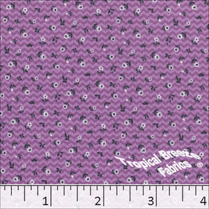 orchid, Pick Stripe Tiny Floral Print Polyester Fabric 04943