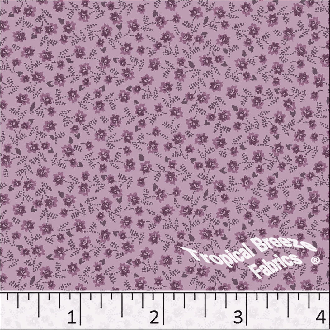 orchid, Poly Cotton Small Floral Print Dress Fabric 6220