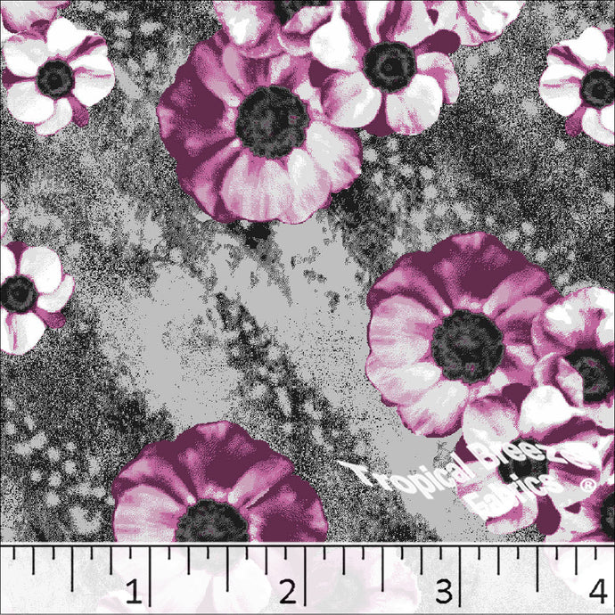 Standard Weave Large Floral Print Poly Cotton Fabric 6019 orchid