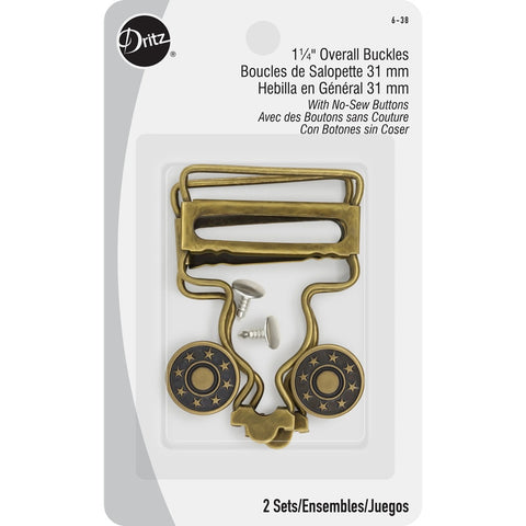 Dritz 1.25-inch Overall Buckles with No-Sew Buttons in package
