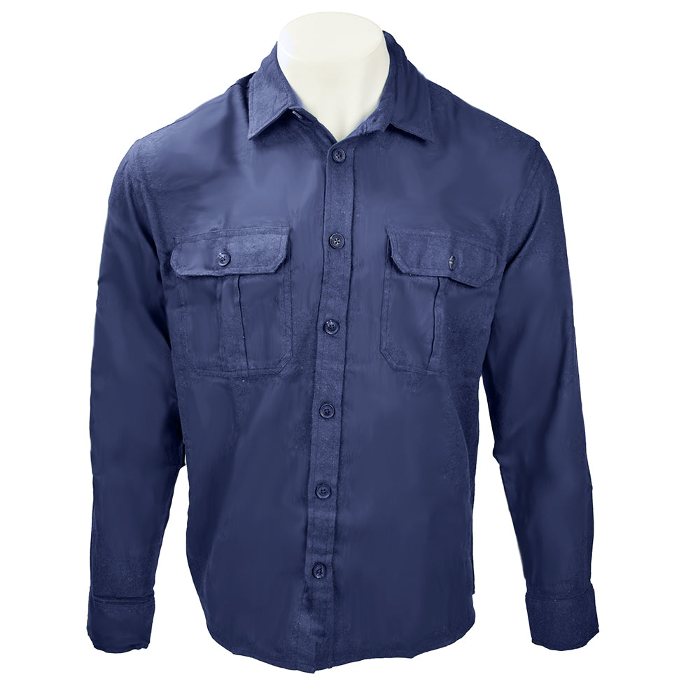 Navy Men's Solid Flannel Long-Sleeve Shirt P118-NVY