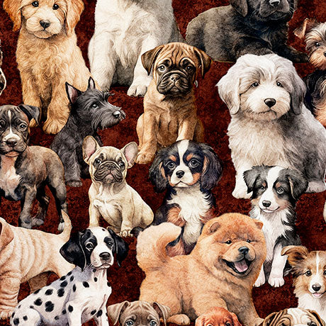 pack of puppies, Cuties II Collection Cotton Fabric 314
