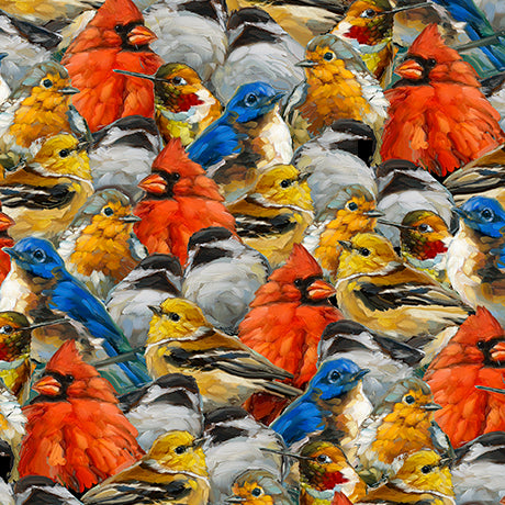 packed birds, Joyful Garden Collection Cotton Fabric 3186