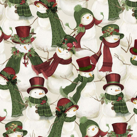 packed snowmen, Woodland Snowman Cotton Fabric Collection 3017