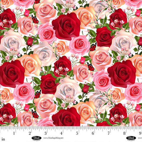 packed mini roses, La Vie En Rose Collection Cotton Fabric 421