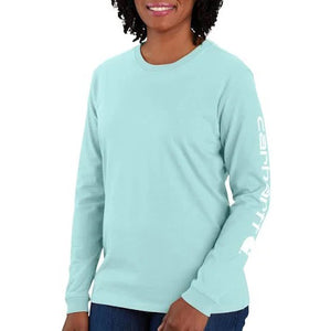 Women's Long Sleeve Logo Sleeve Graphic Tee 103401-HC8 Pastel Turquoise