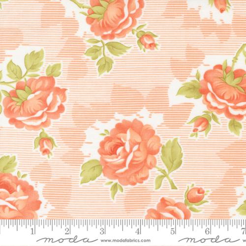 Cinnamon and Cream Collection Large Floral Cotton Fabric peach
