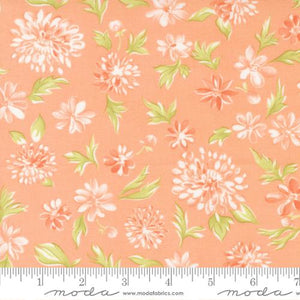 Cinnamon and Cream Collection Mums Floral Cotton Fabric peach