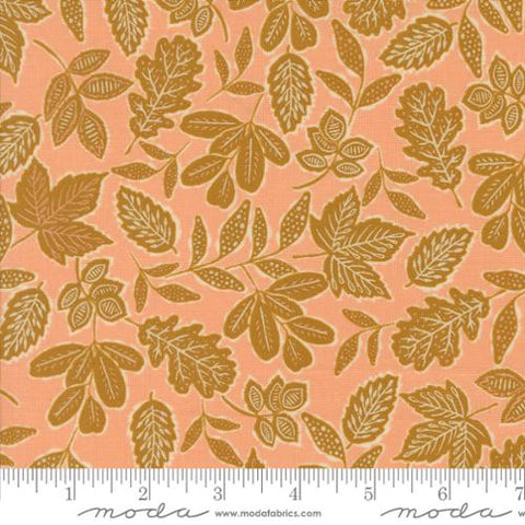 peach, Foraged Found and Hand Me Down Collection Scattered Leaves Cotton Fabric 45633