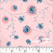 Floral Poly Cotton Dress Fabric peach
