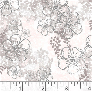 Large Floral Print Poly Cotton Dress Fabric Peach