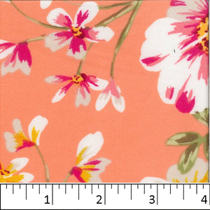 Peach, DTY Brushed Floral Print Fabric FA14585