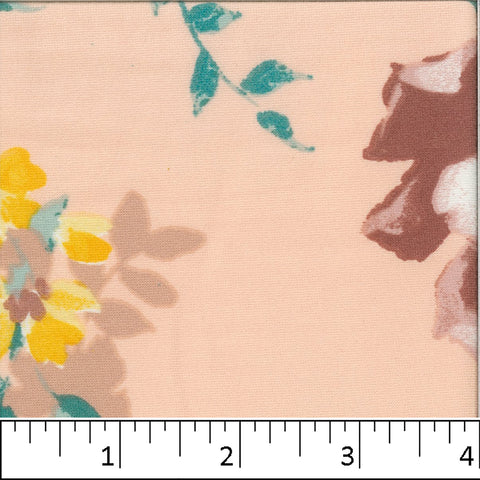 Peach, DTY Large Floral Print Fabric FA145