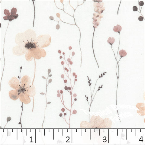 peach, Double Brushed Floral Print Knit Fabric 572526