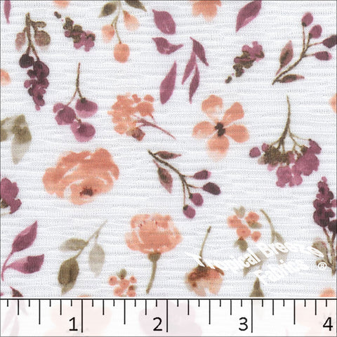 peach, Rebecca Floral Knit Print Fabric 573616