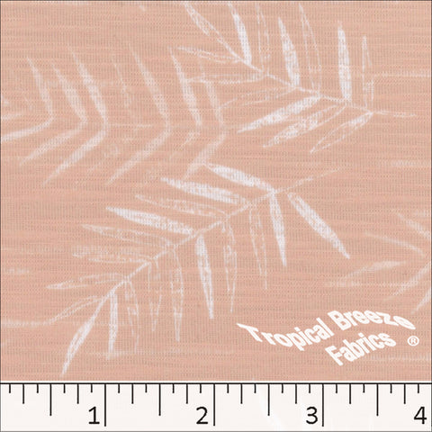 peach, Slub Knit Leafy Print Fabric 573618