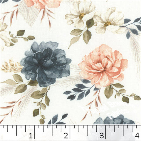 peach, Soft Touch Knit Floral Print Fabric 572623