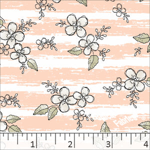 Peach, Standard Weave Floral Print Dress Fabric 6198