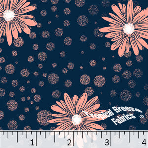 Standard Weave Flower Dots Poly Cotton Fabric 6117 peach