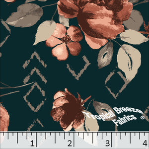 Standard Weave Geometric Floral Poly Cotton Fabric 6118 peach