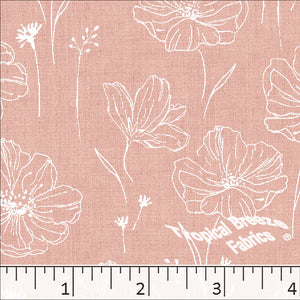 peach, Standard Weave Large Floral Poly Cotton Dress Fabric 6230
