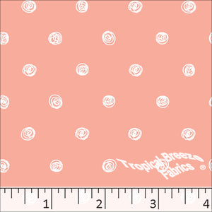 peach, Standard Weave Swirl Dot Poly Cotton Dress Fabric 6236