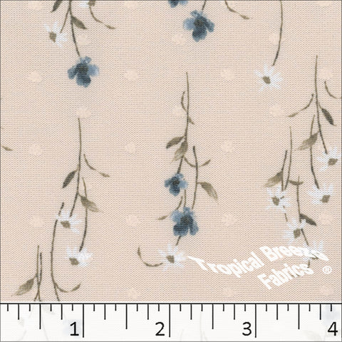 peach, Swiss Dot Knit Floral Print Polyester Fabric 573514