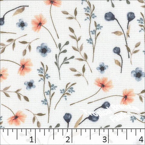 peach, Vintage Weave Floral Print Polyester Fabric 042618