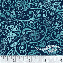 Standard Weave Floral Doodle Print Poly Cotton Fabric 6015 peacock