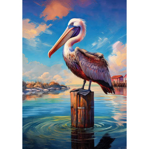 Garden flag showing Pelican on Post