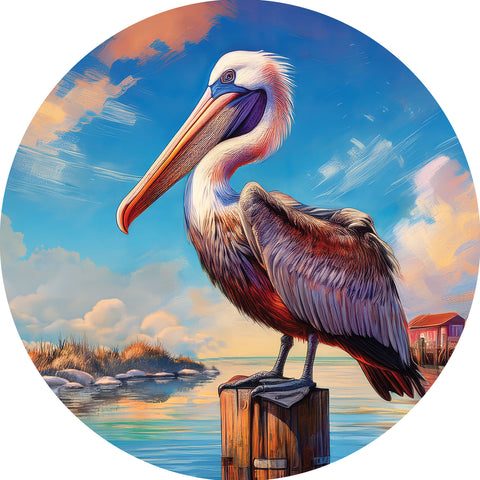 Custom Decor accent magnet showing pelican on post