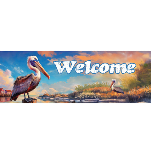 Custom Decor Signature Sign showing pelican on post