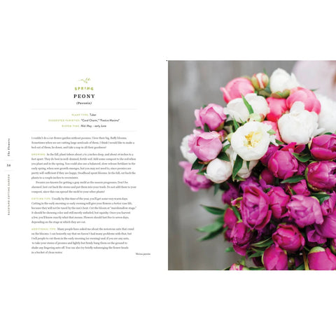 Peony pages from Backyard Cutting Garden by Trisha Snyder