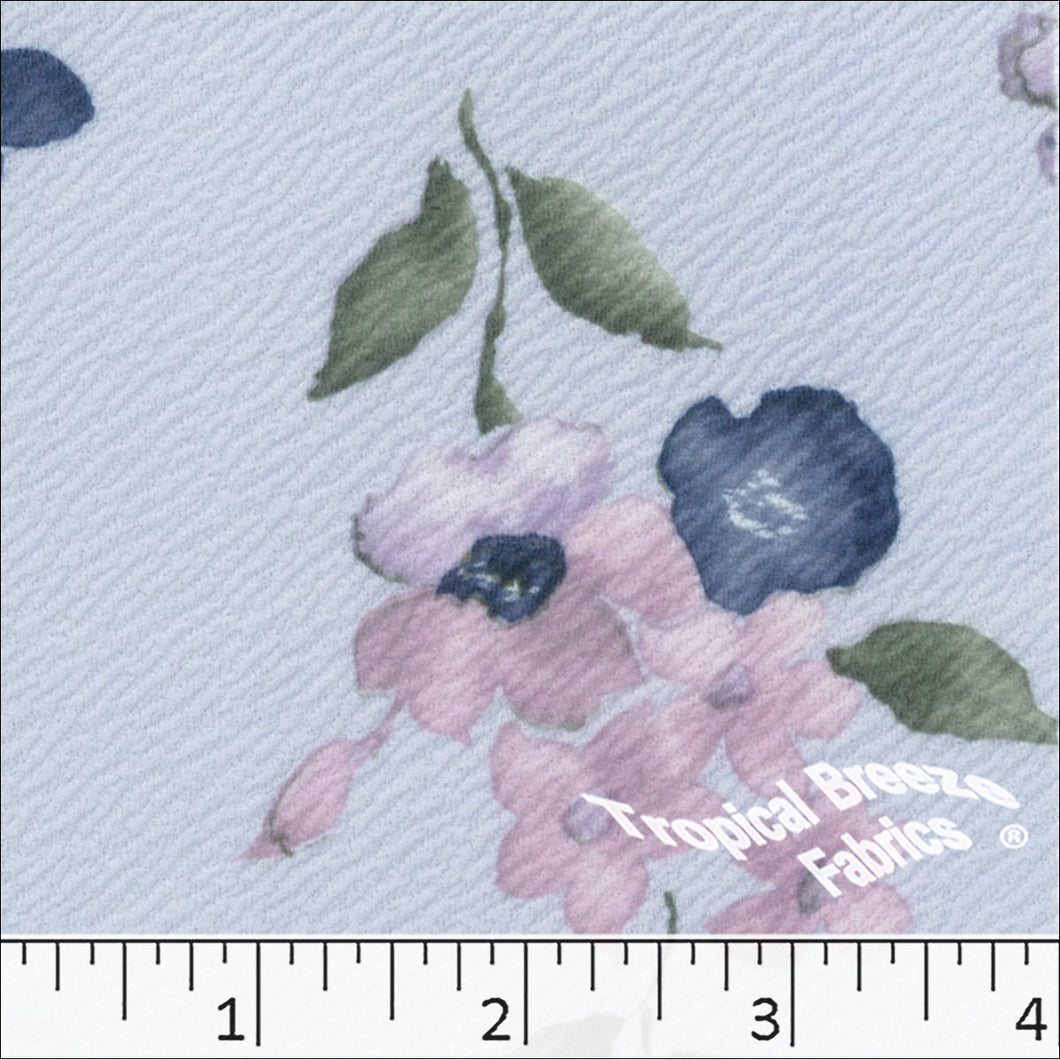 Liverpool Floral Knit Print Polyester Fabric 32840 periwinkle