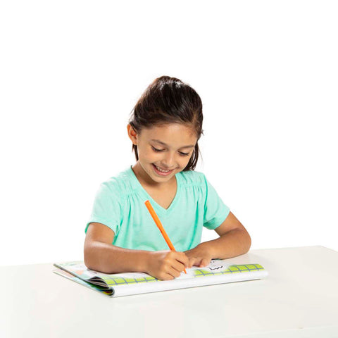 Girl using Pets Dot-to-Dot book
