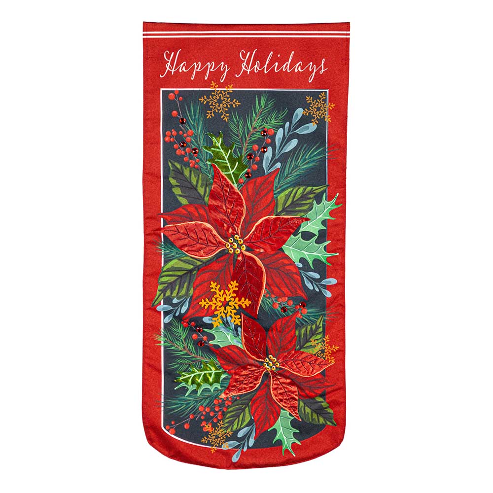 Happy Holidays Poinsettia  Welcome Flag