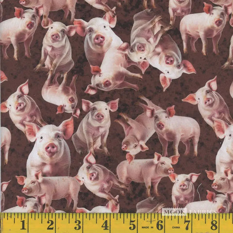 pigs, Farm Animals Cotton Fabric 137