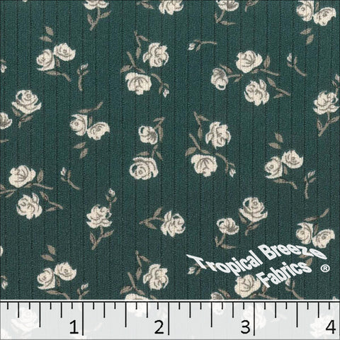 pine green, Classic Rib Knit Floral Print 578519