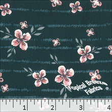 Koshibo Floral Print Polyester Fabric 048427 pine green