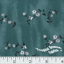 pine green, Koshibo Tiny Floral Print Polyester Fabric 048518