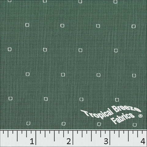 pine green, Linen Crepe Square Print Polyester Fabric 048621