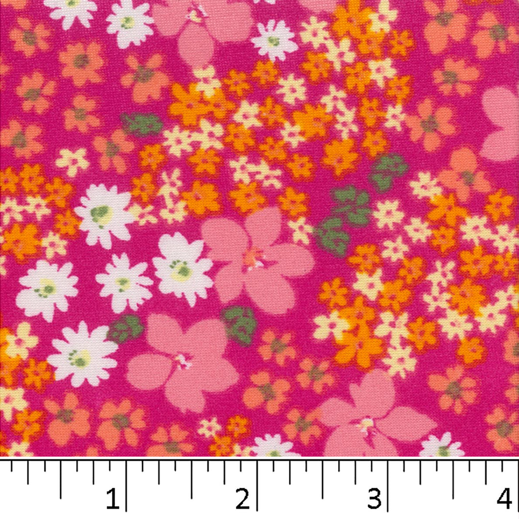 pink-Double Brushed Floral Knit Fabric S107