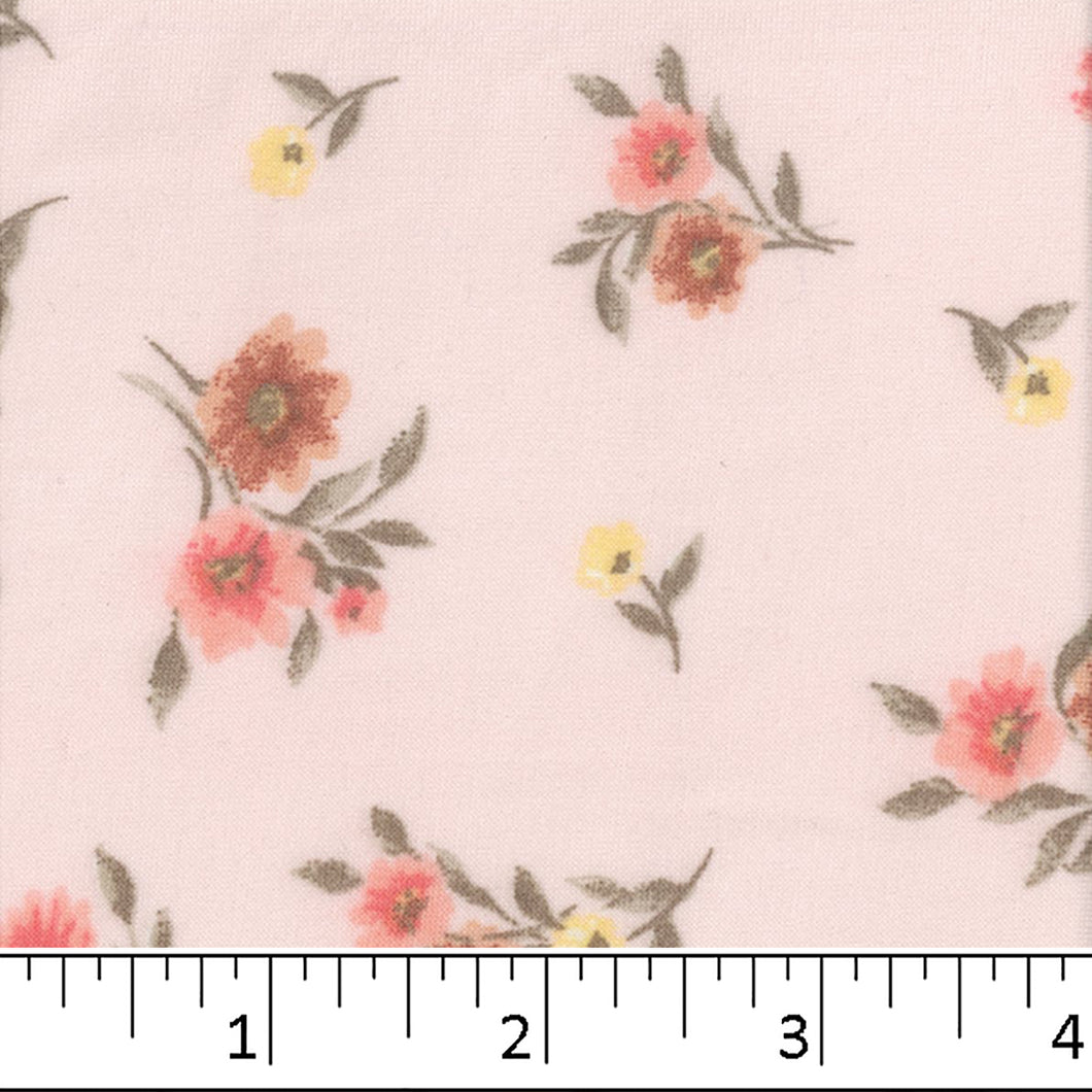 pink, Double Brushed Floral Print Fabric S124