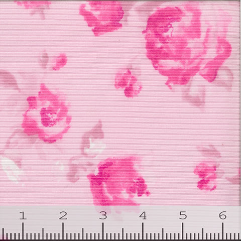 Pink Floral Rib Knit Floral Fabric 13247