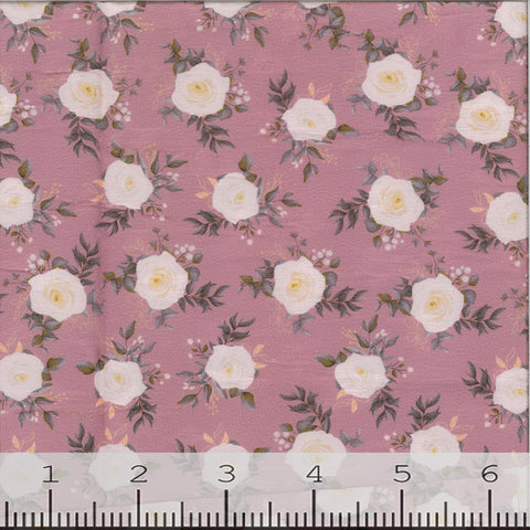 rose, Floral Polyester Dress Fabric 00009-3