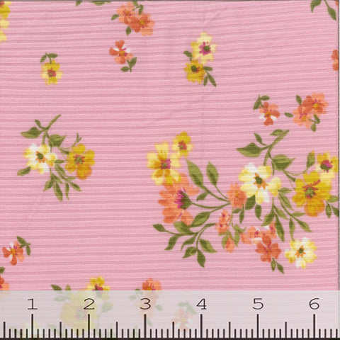 pink,Savannah Floral Rib Knit Fabric FA152