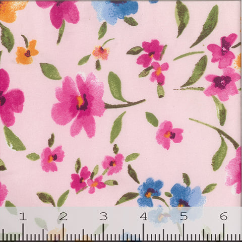 Double Brushed Pink Floral Print Fabric 11715