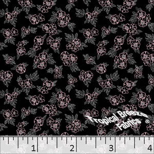 Poly Cotton Floral Print Dress Fabric pink