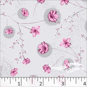 Floral Poly Cotton Dress Fabric pink